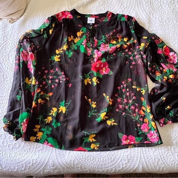 Cabi 5706 Thespian Blouse Floral Sheer Ruffles‎ romantic SIZE SMALL - Picture 4 of 8